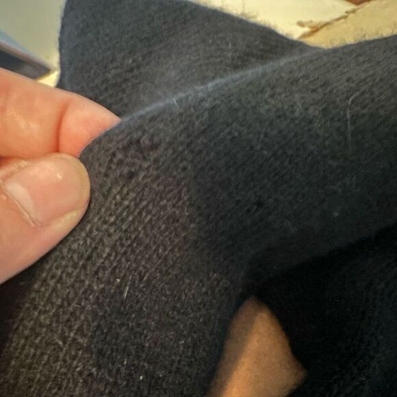 Vtg Semplice Lambs Wool Angora Rabbit Hair Black Sequin Deep V Back Sweater L - Picture 6 of 13